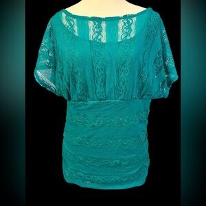 Elegant Teal Lace Top